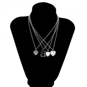 Sweet Heart and Hollow-out Bear Pendant Multi-layers  Fashion Wholesale Necklace