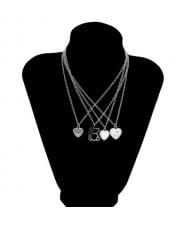 Sweet Heart and Hollow-out Bear Pendant Multi-layers  Fashion Wholesale Necklace