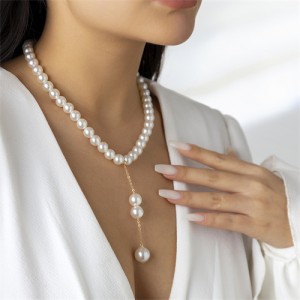 Franch Style Elegant Pearl Long Pendant Wholesale Fashion Necklace