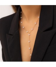 Business Style Y Shape Design Pearl Chain Office Lady Wholesale Fashion Necklace