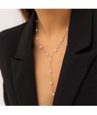 Business and Sweet Cool Style Coin Pendant Multi-layers Pearl Wholesale Necklace