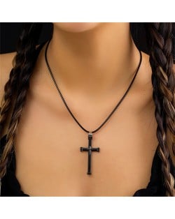 Simple Design Hollow-out Star Pendant Black Rope Wholesale Fashion Necklace