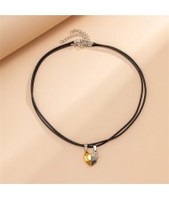 Unique Design Hip-hop Style Magnet Heart Pendant Lovers Necklace - Yellow Silver