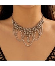 Hollow-out Alloy Chain Cross Tassel Punk Style Wholesale Fashion Necklace