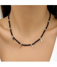 Beads Chain Lighting Pendants Simple Design Wholesale Fashion Necklace - Black