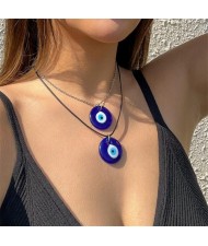 Vintage Rope and Alloy Chain Blue Round Eye Pendants Simple Wholesale Fashion Necklace