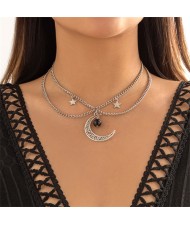 Classic Blue Color Eye Pendant Bowknot Wholesale Black Rope Necklace - Heart