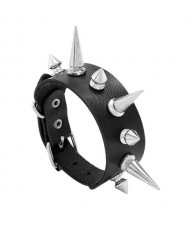 Cool Punk Style Alloy Pointed Rivet Wholesale Fashion Man Leather Bracelet