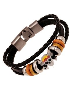 Unique Alloy Skull Embellished Design Hip-pop Style Man Leather Bracelet