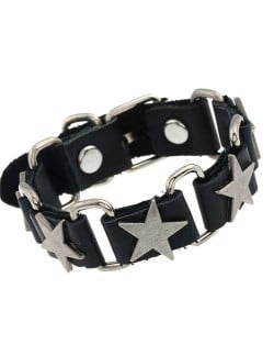 Fashion Punk Style Five-point Stars Man Leather Wholesale Statement Brecelet