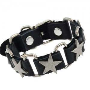 Fashion Punk Style Five-point Stars Man Leather Wholesale Statement Brecelet