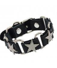 Fashion Punk Style Five-point Stars Man Leather Wholesale Statement Brecelet