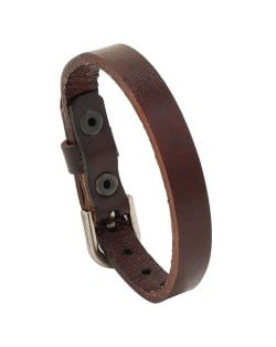 Punk Style Simple Fashion Belt Buckle Design Man Wholesale Bracelet - Brown