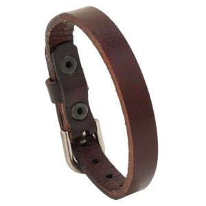Punk Style Simple Fashion Belt Buckle Design Man Wholesale Bracelet - Brown