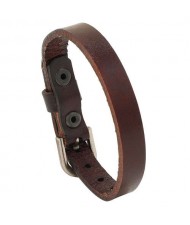 Punk Style Simple Fashion Belt Buckle Design Man Wholesale Bracelet - Brown