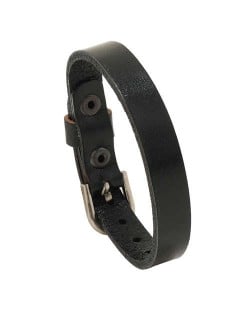 Punk Style Simple Fashion Belt Buckle Design Man Wholesale Bracelet - Black