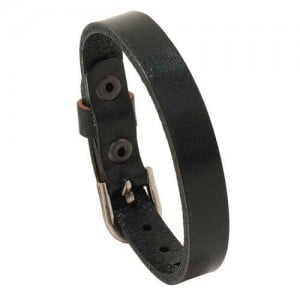 Punk Style Simple Fashion Belt Buckle Design Man Wholesale Bracelet - Black
