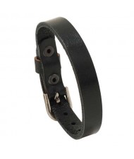 Punk Style Simple Fashion Belt Buckle Design Man Wholesale Bracelet - Black