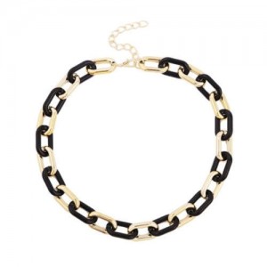 Acrylic and Metal Alternative Design Winter Fashion Women Wholesale Costume Necklace - Black