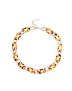 Acrylic and Metal Alternative Design Winter Fashion Women Wholesale Costume Necklace - Brown