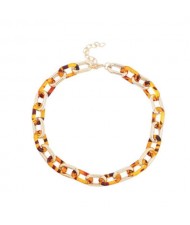 Acrylic and Metal Alternative Design Winter Fashion Women Wholesale Costume Necklace - Brown