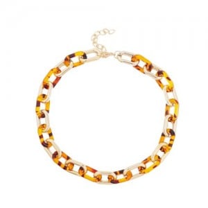Leopard Prints Brown Color Acrylic Chain Fashion Wholesale Women Necklace