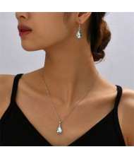 Elegant Maple Leaf Shape Pendant Fashion Wholesale Necklace and Earrings Jewelry Set - Blue