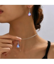 Elegant Maple Leaf Shape Pendant Fashion Wholesale Necklace and Earrings Jewelry Set - Blue