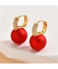 Cubic Zirconia Embellished Copper Red Pearl Fashion Designer Wholesale Earrings