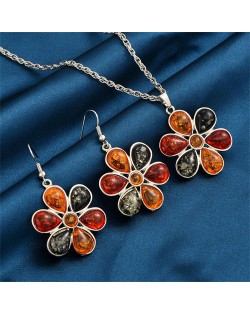 Sweet Red Cherry Pendant Office Lady Necklace and Earrings Jewelry Set