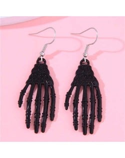 Unique Skull Hands Punky Fashion Women Wholesale Earrings - Black