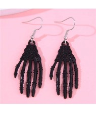 Unique Skull Hands Punky Fashion Women Wholesale Earrings - Black