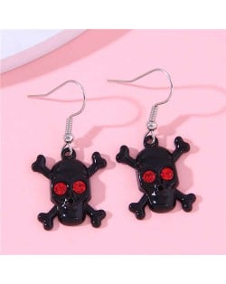 European Skull Fashion Women Wholesale Stud Earrings - Black