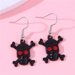 European Skull Fashion Women Wholesale Stud Earrings - Black
