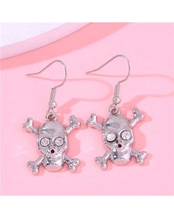 European Skull Fashion Women Wholesale Stud Earrings - Silver