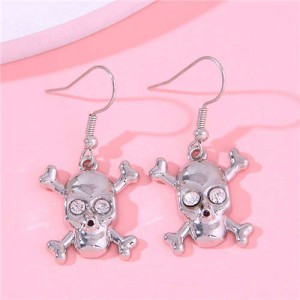 European Skull Fashion Women Wholesale Stud Earrings - Silver