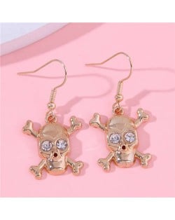 European Skull Fashion Women Wholesale Stud Earrings - Golden