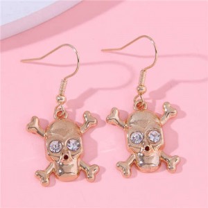 European Skull Fashion Women Wholesale Stud Earrings - Golden