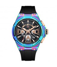 Casual Style Waterproof Multifunctional Skeletonized Men Sport Quartz Wrist Watch