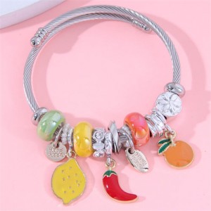 Wholesale Fashion Lemon and Orange Pendants Multi-elements Classic Bangle