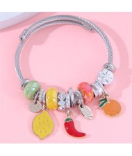 Wholesale Fashion Lemon and Orange Pendants Multi-elements Classic Bangle