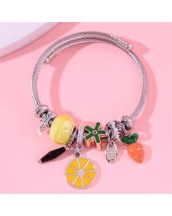 Wholesale Fashion Lemon and Orange Pendants Multi-elements Classic Bangle