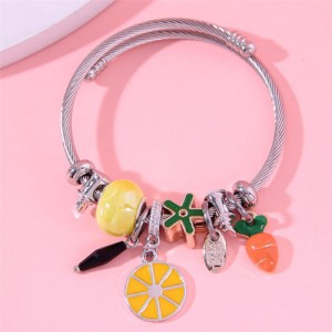 Popular Design Orange and Carrot Pendants Multi-elements Classic Bangle