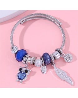 Oil-spot Glaze Flower and Bee Pendants Multi-elements Vintage Wholesale Bangle