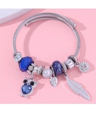 Oil-spot Glaze Flower and Bee Pendants Multi-elements Vintage Wholesale Bangle