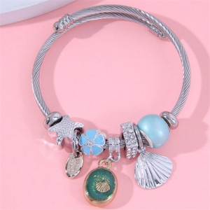 Mysterious Ocean Theme Shell and Starfish Multi-elements Women Wholesale Fashion Bangle