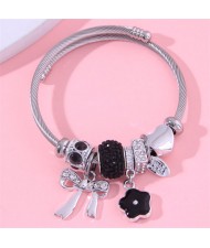 Classic Design Black Series Bowknot and Flower Multi-elements Wholesale Fashion Bangle