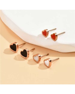 Hearts Design Minimalist Style Women Wholesale Combo Stud Earrings