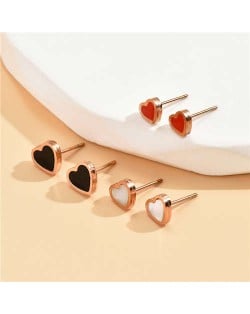 Hearts Design Minimalist Style Women Wholesale Combo Stud Earrings