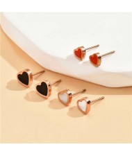Hearts Design Minimalist Style Women Wholesale Combo Stud Earrings